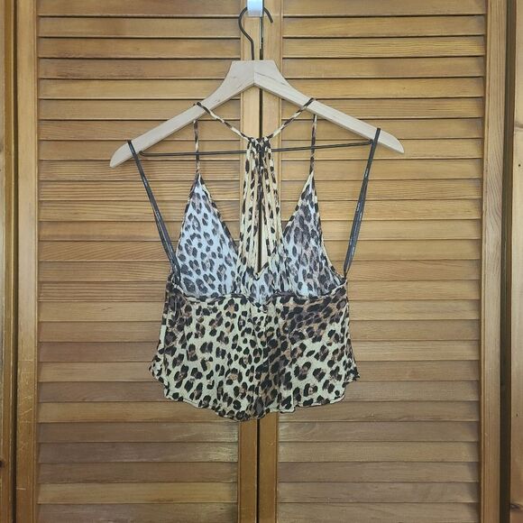 Forever 21 Leopard Print Cropped Strappy Tank Size M - Picture 7 of 8